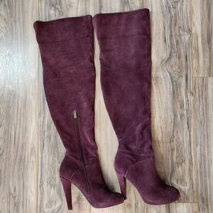 Colin Stuart Suede Plum Burgundy Thigh High Boots Mobwife Steampunk